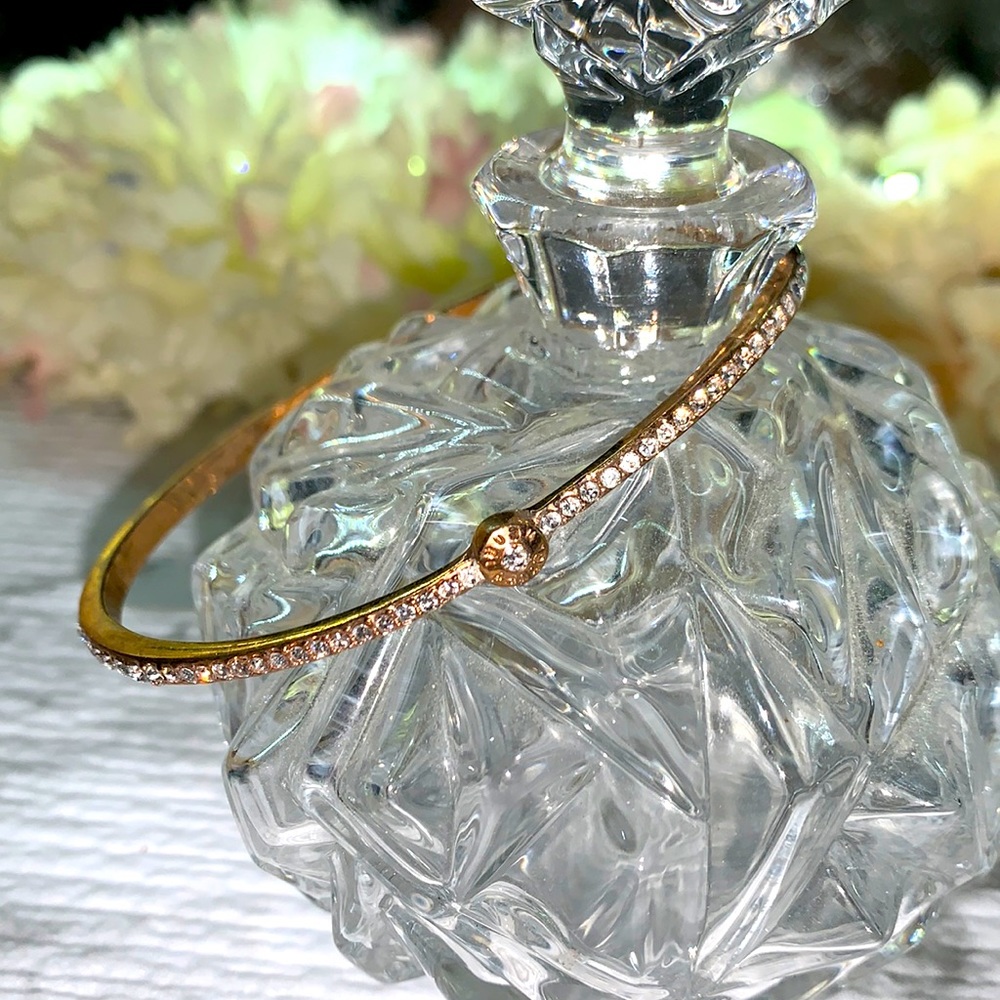 HENRI BENDEL ROSE GOLD 3" DESIGNER SWAROVSKI CRYSTALS BRACELET | BANGLE